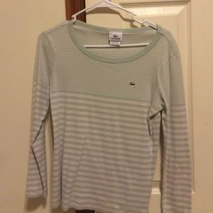 Stripped long sleeve mint green shirt