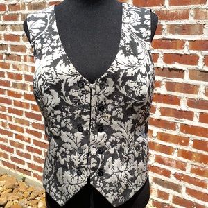 Black & Grey Brocade Vest