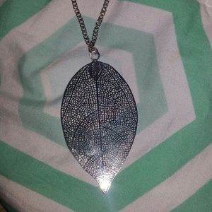 Silver leaf necklace