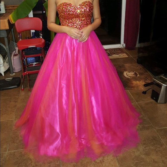 Blush Prom Ball Gown Size 4 Pink/Orange