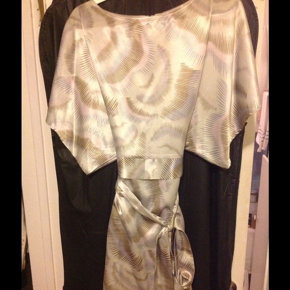 BCBG Kimono style silk metallic dress.