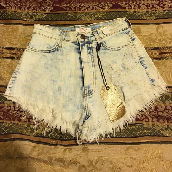 Distressed High Waisted Jean Shorts