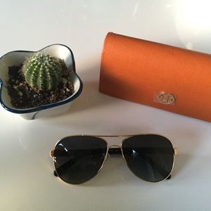 Tory Burch Gold Aviator Sunglasses