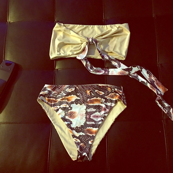 High rise two piece bathing suit