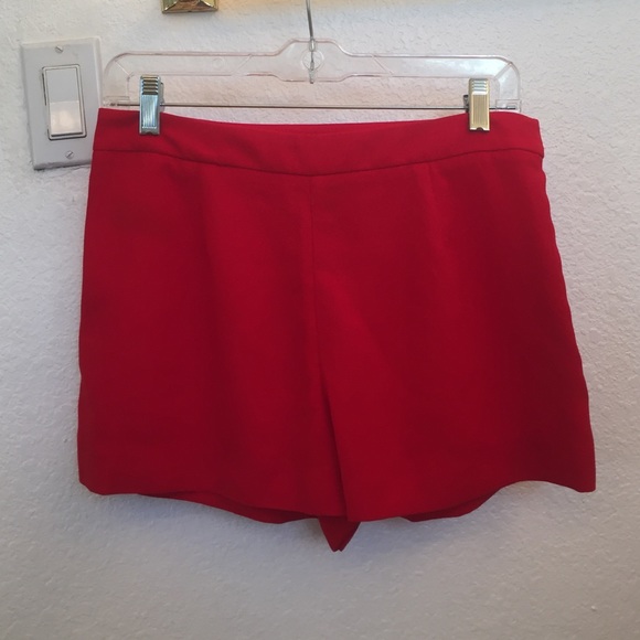 Red high waisted shorts