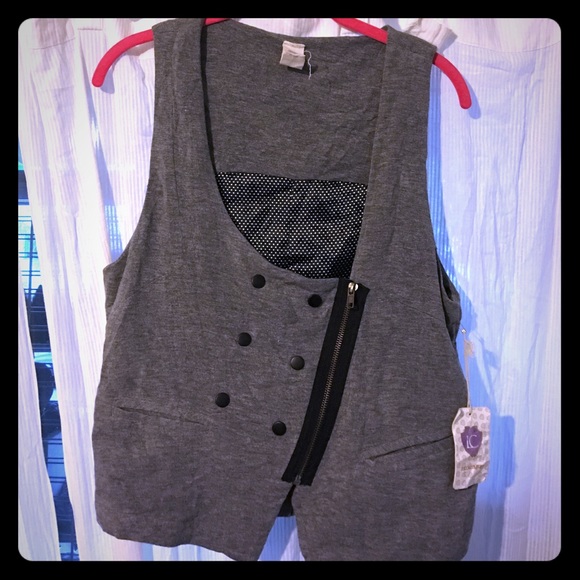 Jersey vest with a zip
