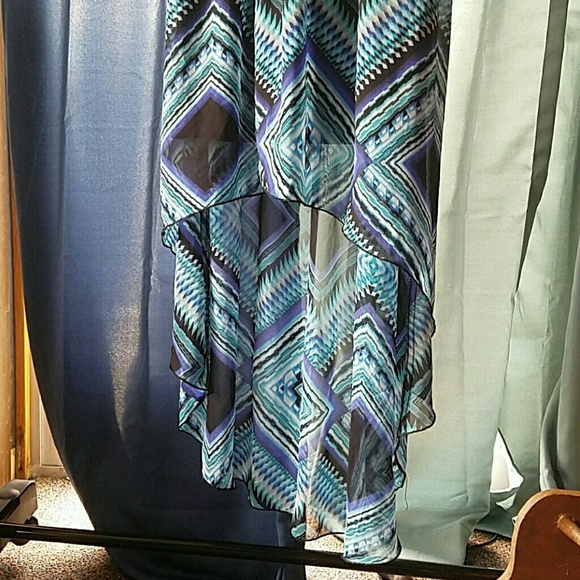 Blue Aztec high low dress. - Picture 2 of 4