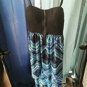 Blue Aztec high low dress.