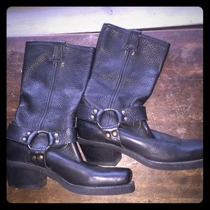 Bcbg girls Black Leather Harness Motorcycle Boots.