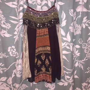 Printed lace trendy spaghetti strap tank top