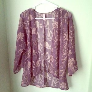 Purple Floral Kimono Top