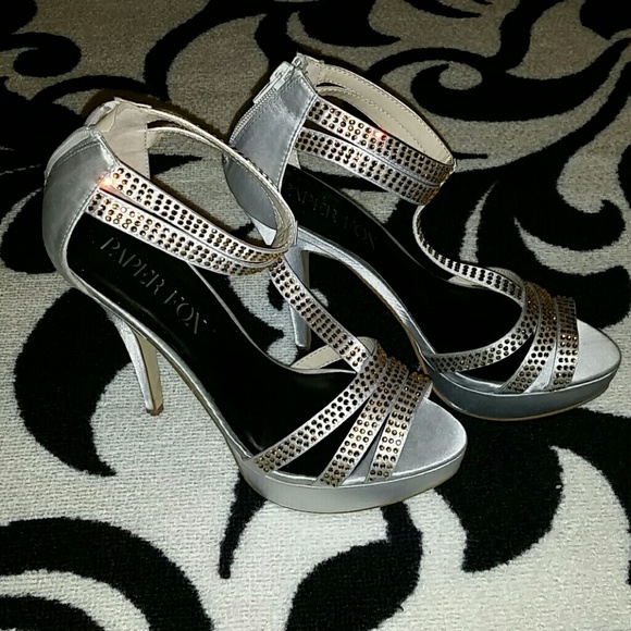 Silver platform heels NWOT
