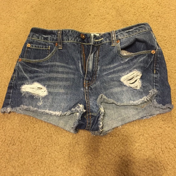 High waisted jean shorts