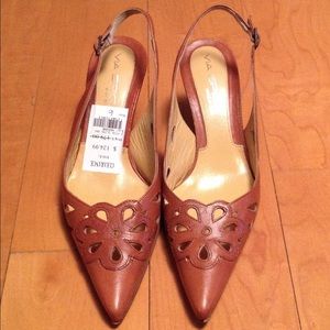 Cognac sling shoes