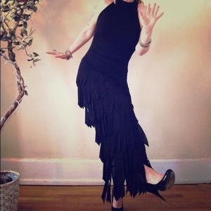 ⚡️FLASH SALE⚡️Vintage Tadashi fringe gown 💃🏻