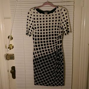 Anne Klein white with black squares dress size 6