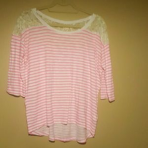 Pink and white striped top