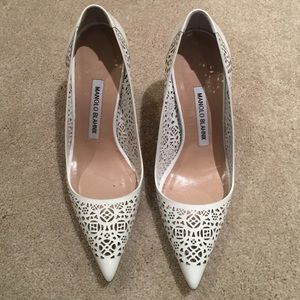 Nabokov Blahnik white patent leather heels