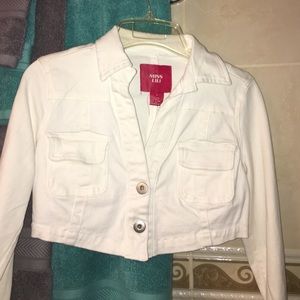 White cropped denim jacket
