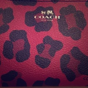 Cranberry Leopard Print Coach Wristlet