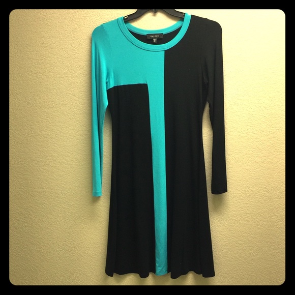 Teal/black Karen Kane dress.