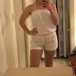 White terry cloth romper / swim cover-up