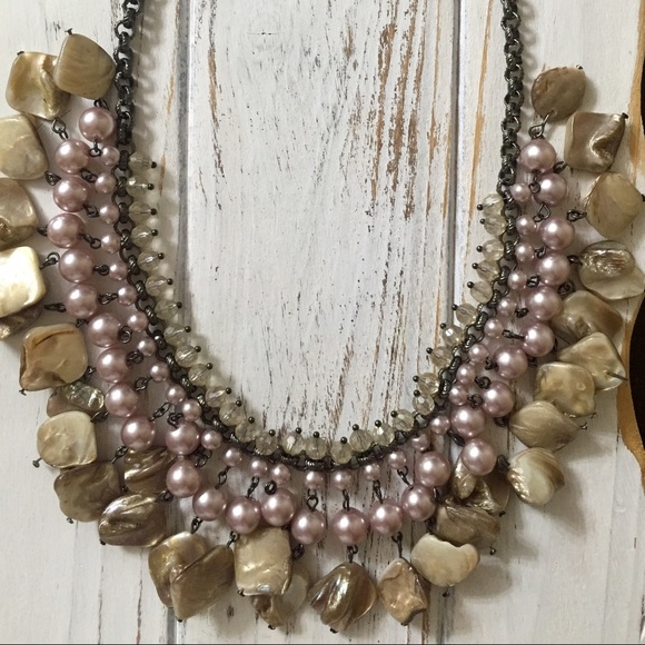 Soft Pink Shell Statement Necklace - image 1
