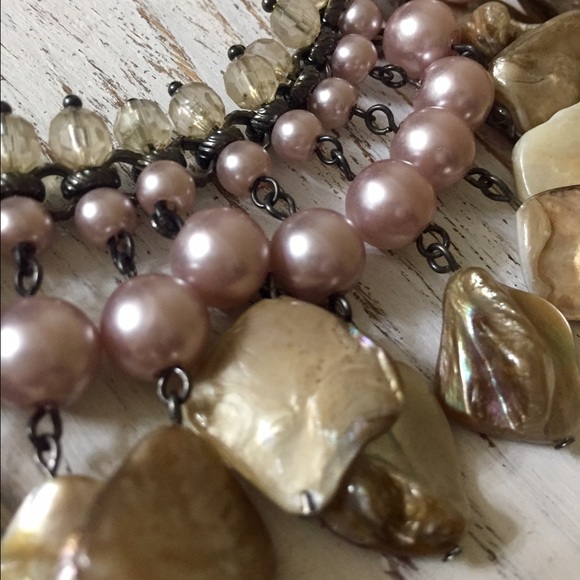 Soft Pink Shell Statement Necklace - image 2