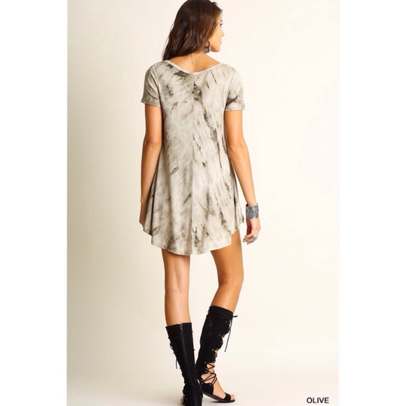 ‼️LAST‼️Olive tie dye print tunic boho top - Picture 3 of 3