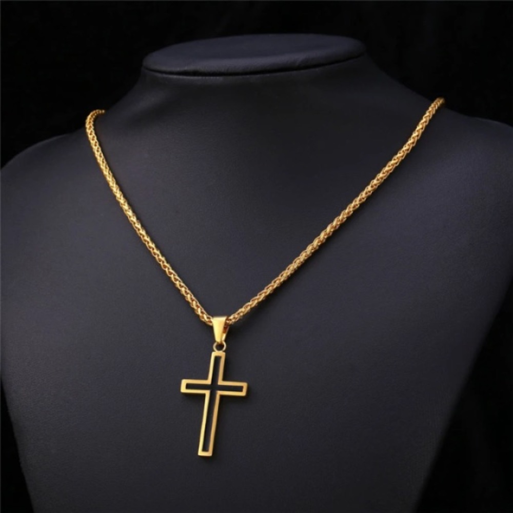 New 18K gold cross necklace for men/ women