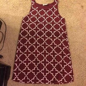 NWOT maroon and white tank dress