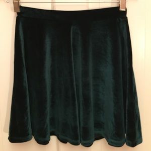 Asos green velvet skater skirt