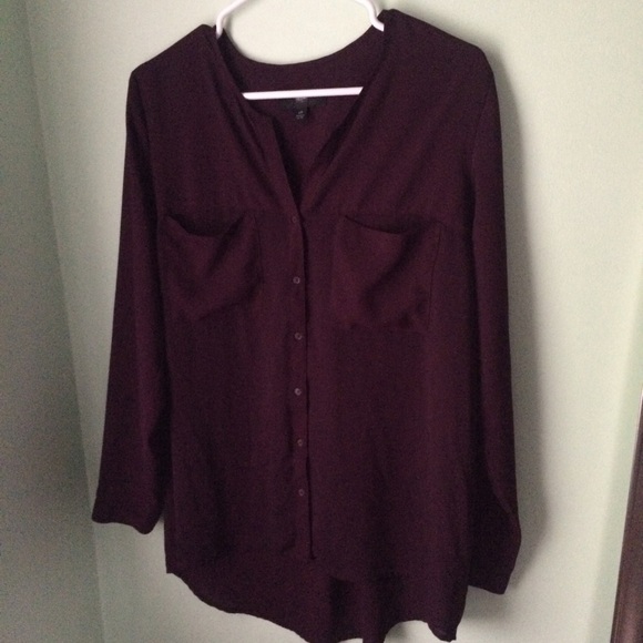 Purple Sheer Hi-Low Blouse