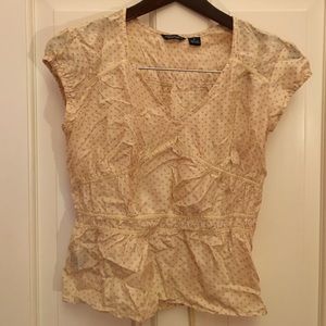 Spring/Summer blouse cream with purple stars