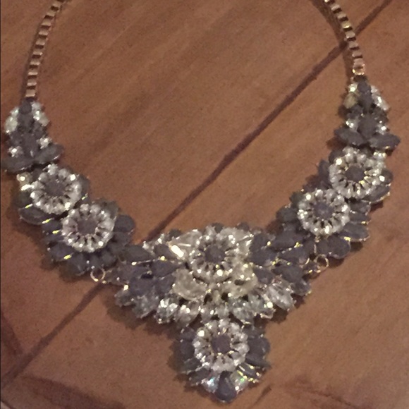Gray Rhinestoned Clustered Statement Necklace - image 1