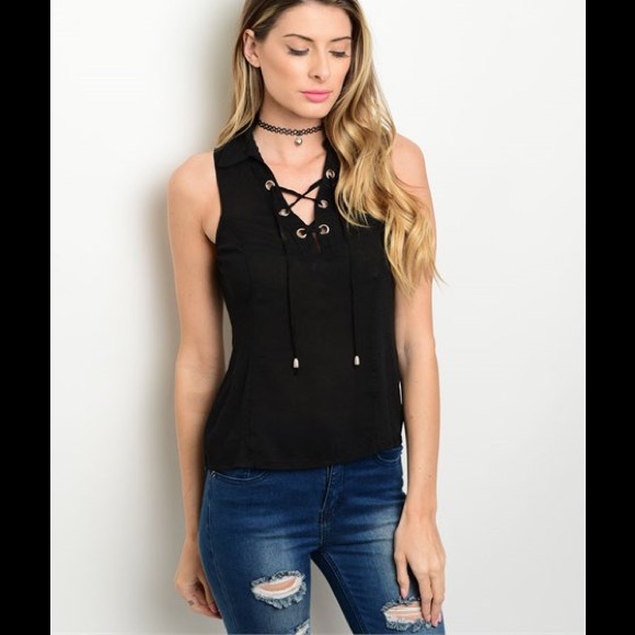 Black Sleeveless Tie Top 📍SALE PRICE📍 - Picture 3 of 4