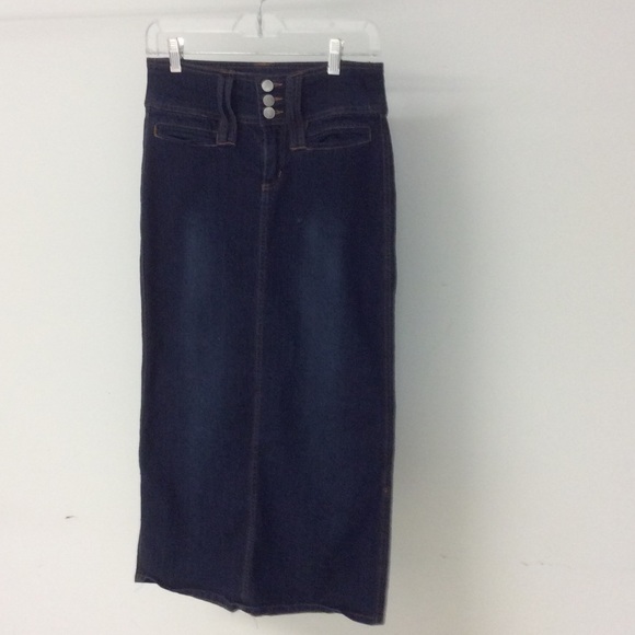Women's stretch denim distressed long skirt