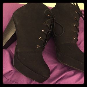 Suede black booties