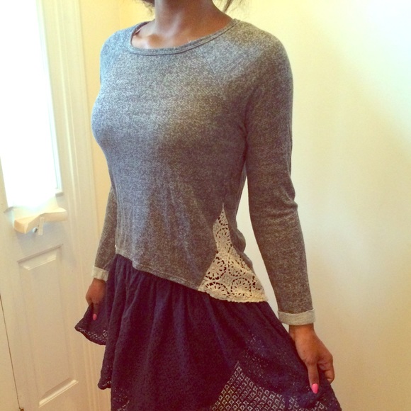 Delia's Lacy Grey Sweater