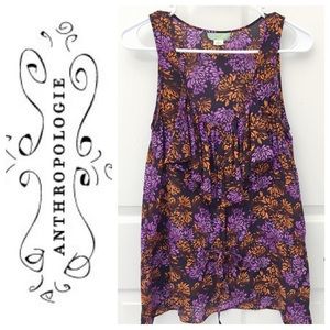 Anthropologie Floral Silk Top
