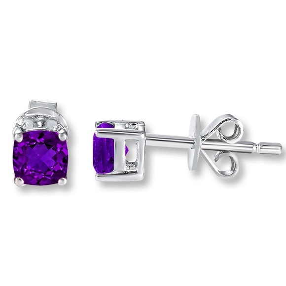 Amethyst Earrings Cushion-cut Sterling Silver