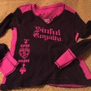 Pink and black reversible Affliction shirt