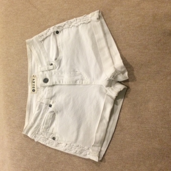 White Denim Roxy Shorts