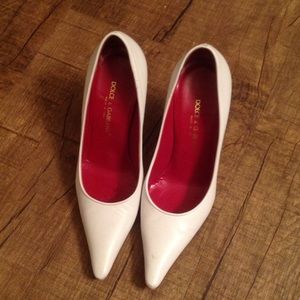 Auth Dolce and Gabbana white high heels