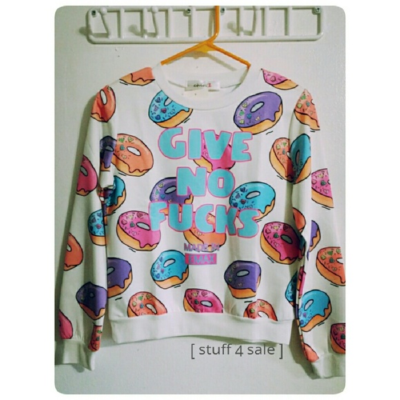 KAWAII Donuts "Give No F---s" Crewneck; XS