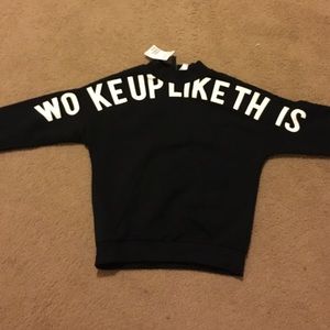 Graphic black crew neck
