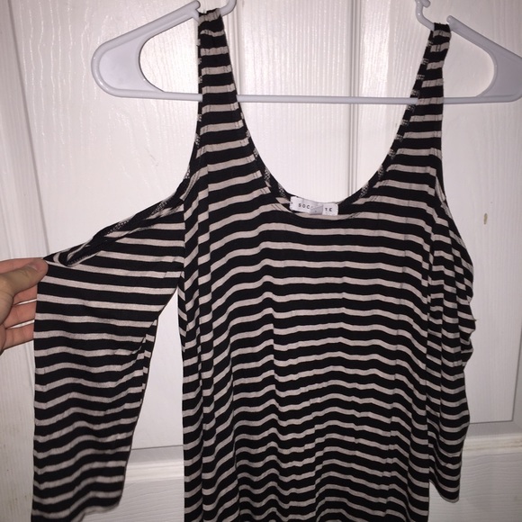 Cold shoulder stripped dress