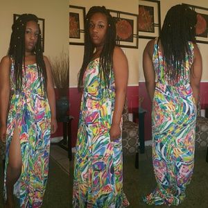 Long flow high side slit dress