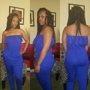 Sleeveless royal blue romper