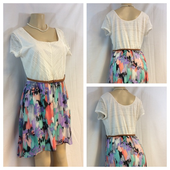 LILY ROSE MULTICOLORED ABSTRACT DESIGN DRESS NWT - Picture 3 of 4